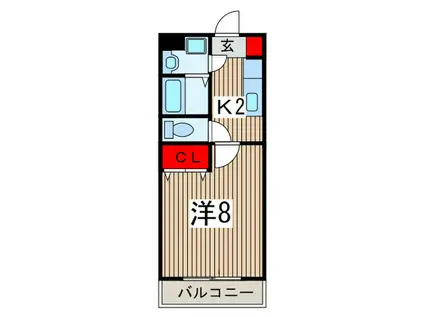 西武新宿線 東村山駅 徒歩15分 3階建 築18年(1K/1階)の間取り写真