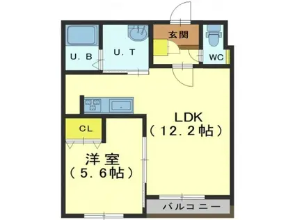 インフィニティ松陰(1LDK/4階)の間取り写真