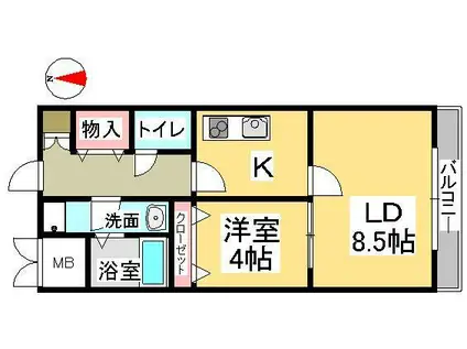サダーズ伊福町(1LDK/3階)の間取り写真