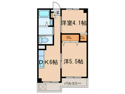 第二幸栄マンション(2DK/3階)の間取り写真