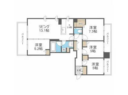 プレミスト札幌ステーションアクシス アクアサイド(4LDK/13階)の間取り写真