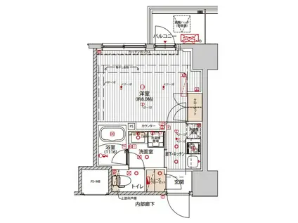 プレシャスハーモニー八王子(1K/9階)の間取り写真