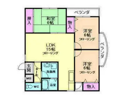 グランドール石橋(3LDK/2階)の間取り写真