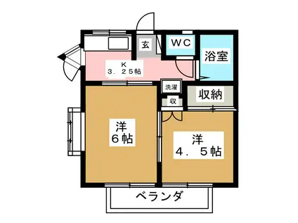 メゾン・ラフィーネA号棟(2K/2階)の間取り写真