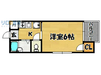 マンション田村(1K/4階)の間取り写真