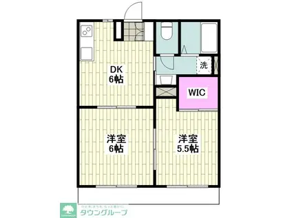 ヘーベルトリヤマ(2DK/2階)の間取り写真