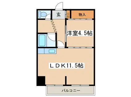 プレシャスワタナベ(1LDK/3階)の間取り写真