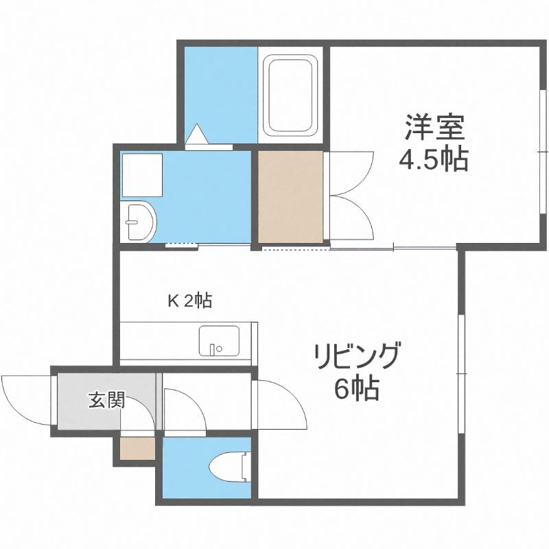 インペリアルヴィレッジ平岸(1DK/2階)の間取り写真
