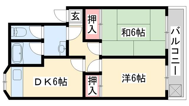 サンフラッツ(2DK/2階)の間取り写真