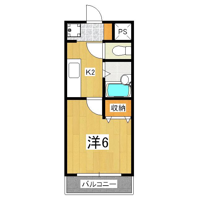 ハイジ励山(1K/3階)の間取り写真