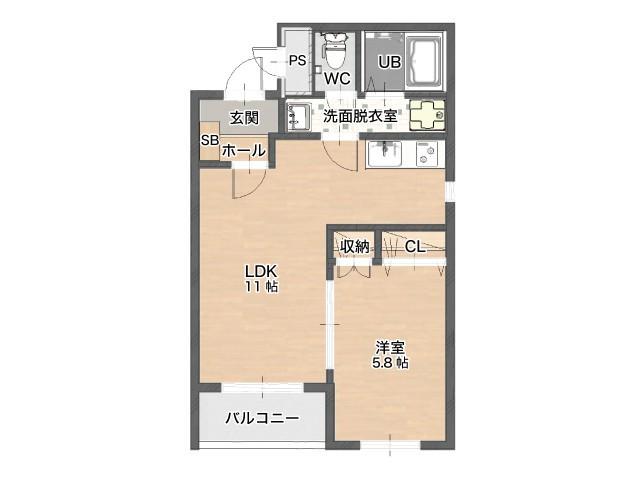 シャルムアイ(1LDK/1階)の間取り写真