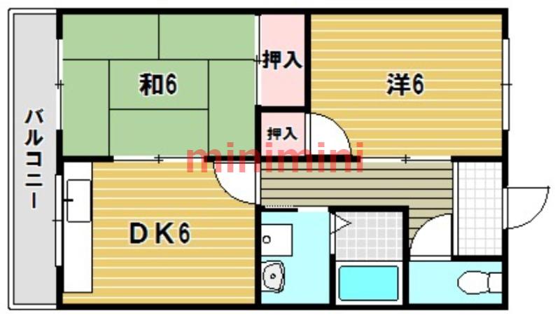 ステラカーサI(2DK/1階)の間取り写真