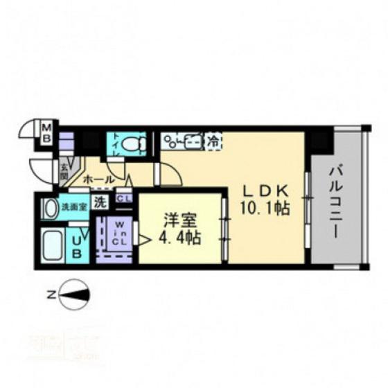 ハアラン国体町(1LDK/10階)の間取り写真