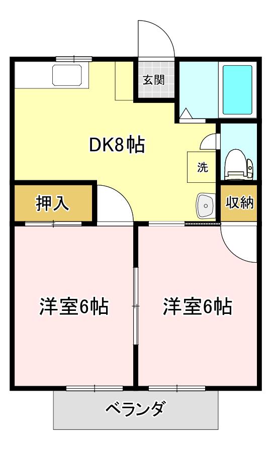 アーバンヒルズK・S(2DK/2階)の間取り写真