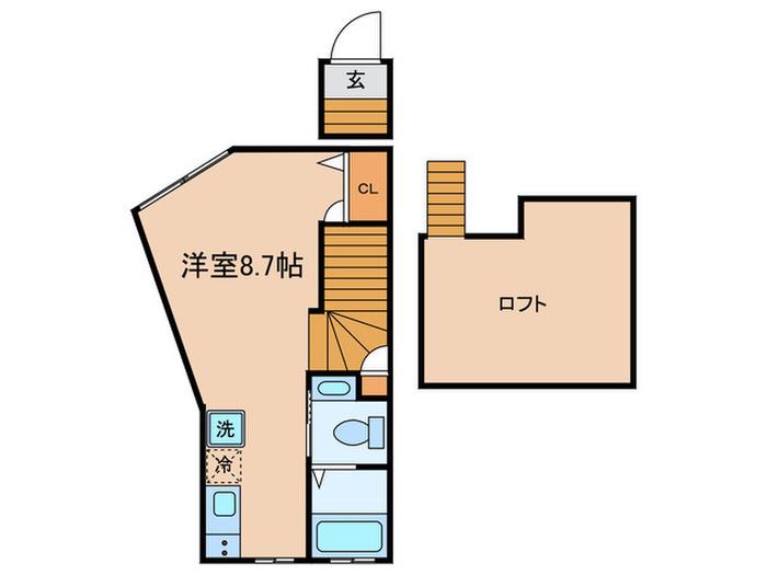 ブランコート文京竹早(ワンルーム/2階)の間取り写真