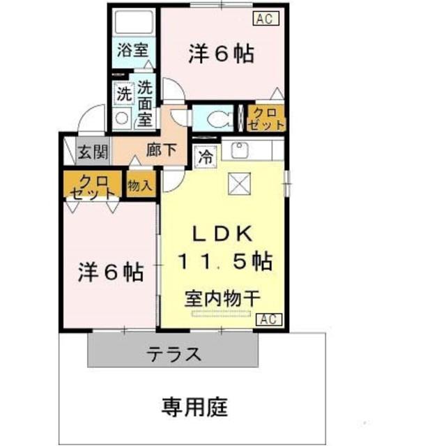 アルカディア(2LDK/1階)の間取り写真