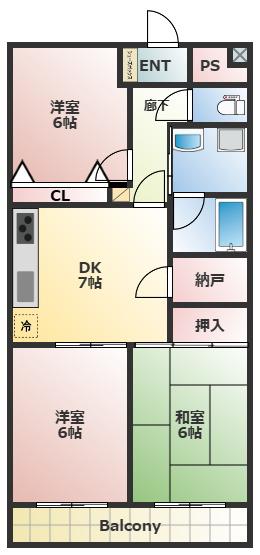 サンセール新所沢(3SDK/3階)の間取り写真