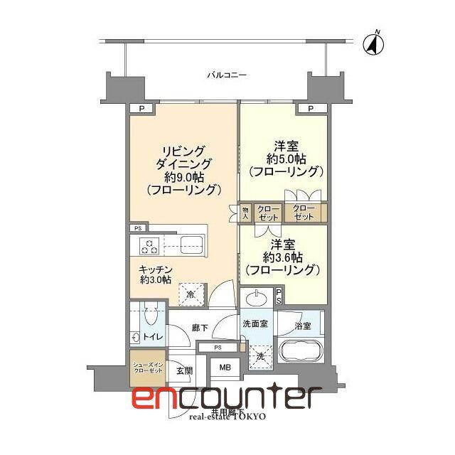 クレヴィア新宿若松町(2LDK/9階)の間取り写真