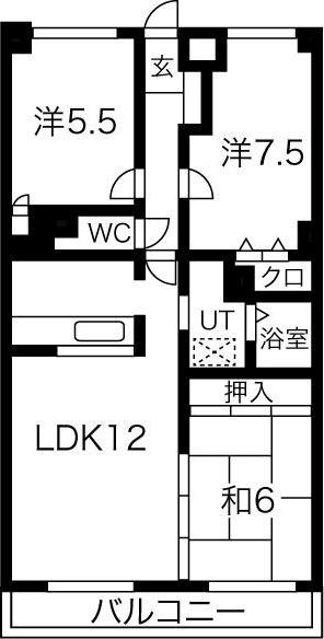 ヒルトップ井上(3LDK/2階)の間取り写真