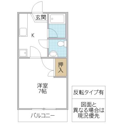 オリーブハウス A棟(1K/1階)の間取り写真