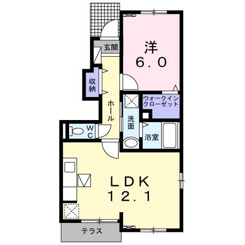 ペアハウスヒロセI(1LDK/1階)の間取り写真