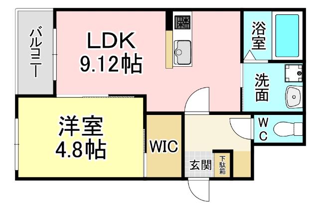 BRAVE BASE 元宮(1LDK/1階)の間取り写真