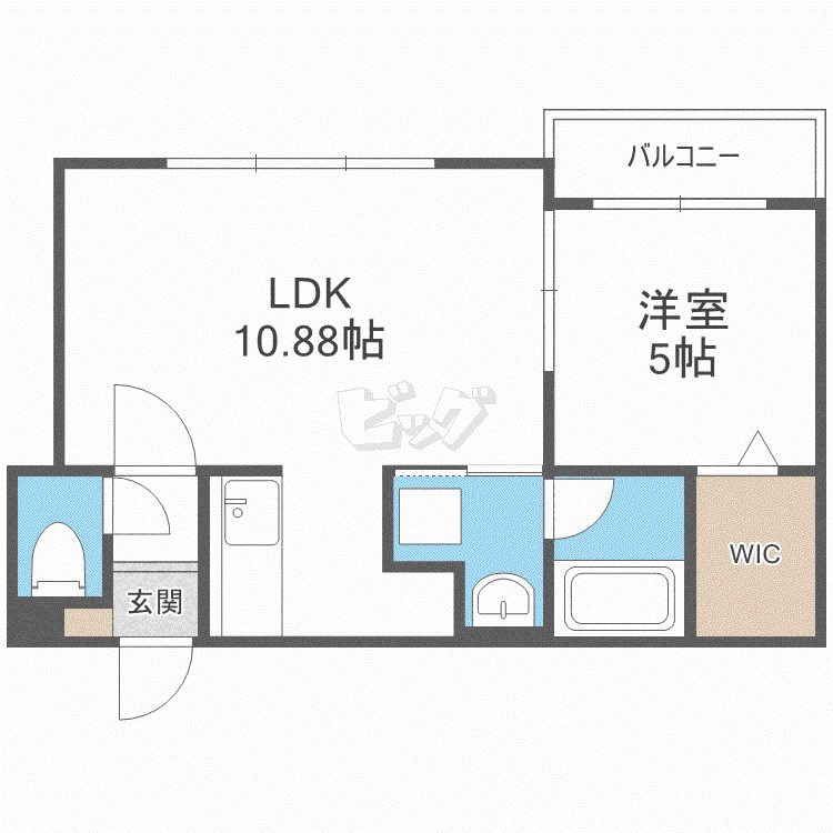 シエル麻生(1LDK/3階)の間取り写真