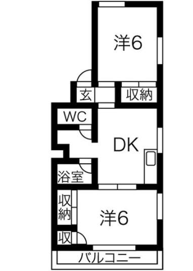 スカイプラザ(2DK/5階)の間取り写真