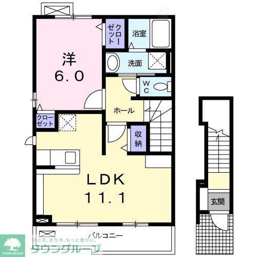 サンリットII(1LDK/2階)の間取り写真