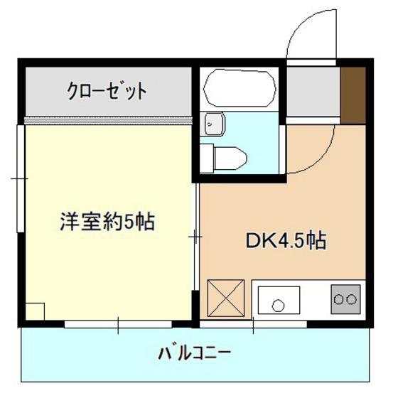 グランディール中央(1DK/7階)の間取り写真