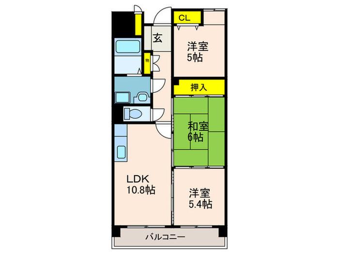 アビタシオン長尾駅前(3LDK/4階)の間取り写真