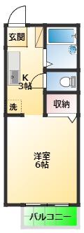 サンガーデン中島(1K/1階)の間取り写真