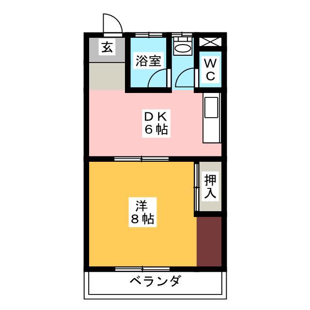 スカイハイツ(1DK/1階)の間取り写真