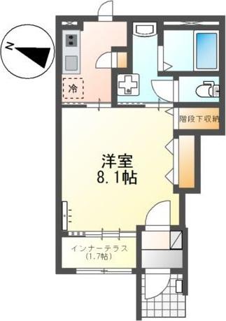 ASANAO(1K/1階)の間取り写真
