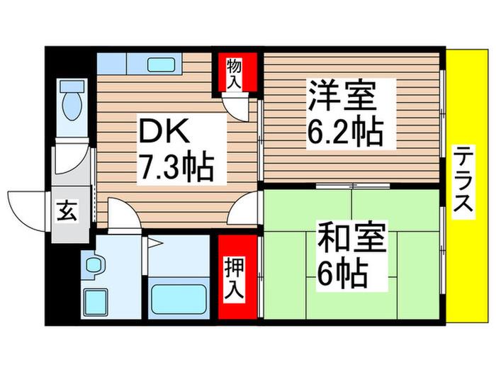 フォルス船橋3(2DK/1階)の間取り写真
