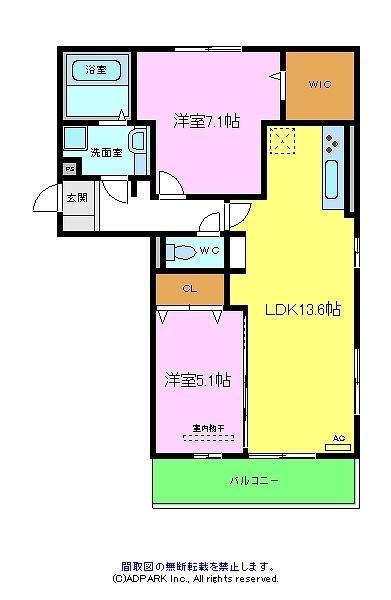 カンフリエ イースト(2LDK/3階)の間取り写真