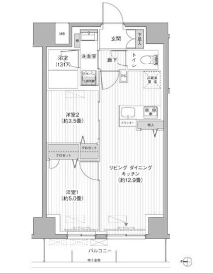 YS本所(2LDK/6階)の間取り写真