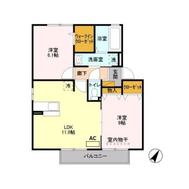 タウゼント(2LDK/2階)の間取り写真