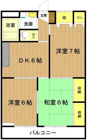 エンペラー堀(3DK/2階)の間取り写真