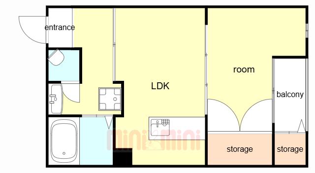 光南荘マンション(1LDK/4階)の間取り写真