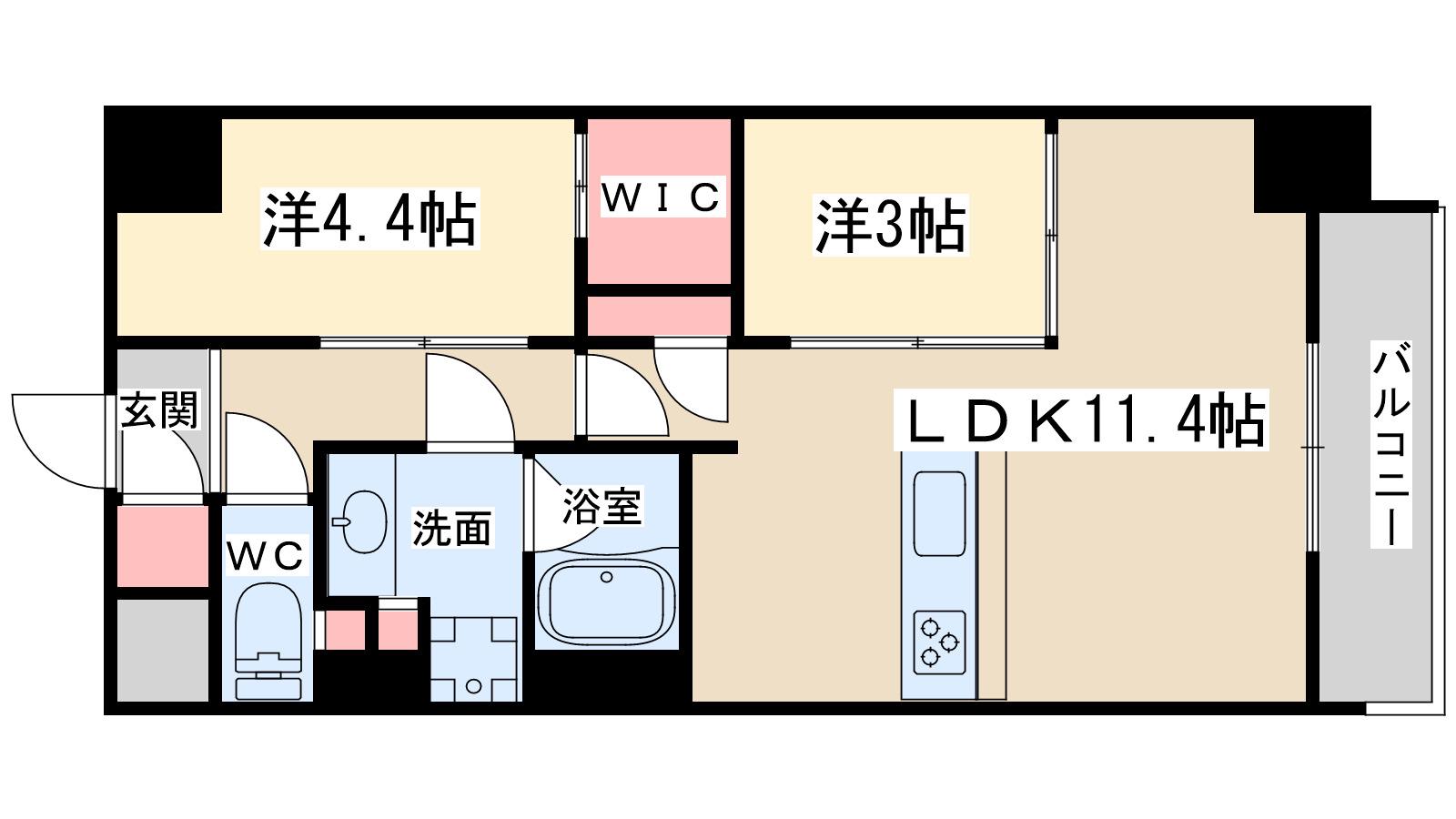 アーバネックス東梅田(2LDK/11階)の間取り写真