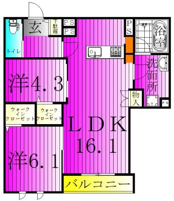 VICTOIRE 南流山(2LDK/2階)の間取り写真
