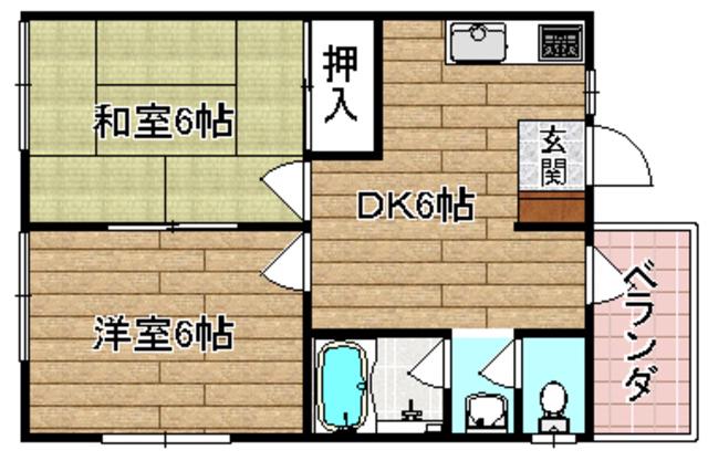 サンティー大手(2DK/1階)の間取り写真