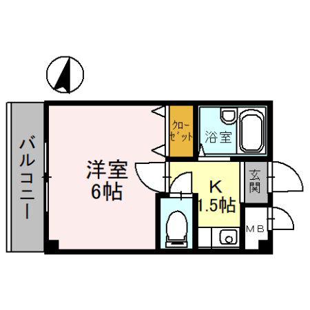 赤畑ハイツ(1K/3階)の間取り写真