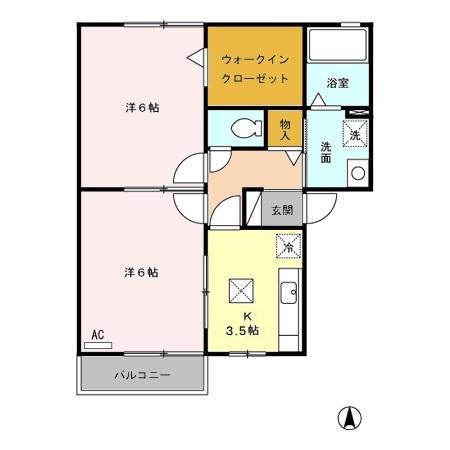 モナリエ N(2K/1階)の間取り写真