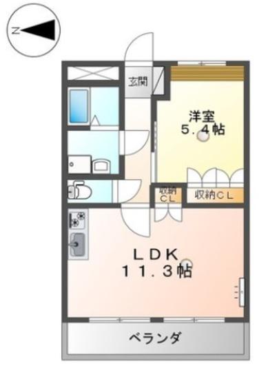 ベルフィオーレ住吉(1LDK/2階)の間取り写真
