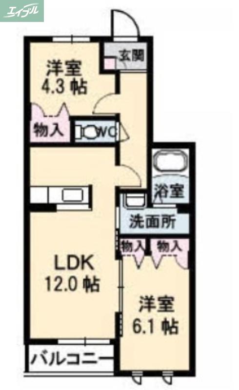 リブメゾン南方(2LDK/2階)の間取り写真