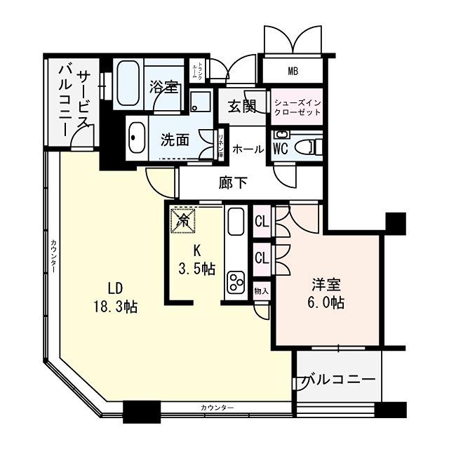 ディーグラフォート大阪NYタワー(1LDK/27階)の間取り写真