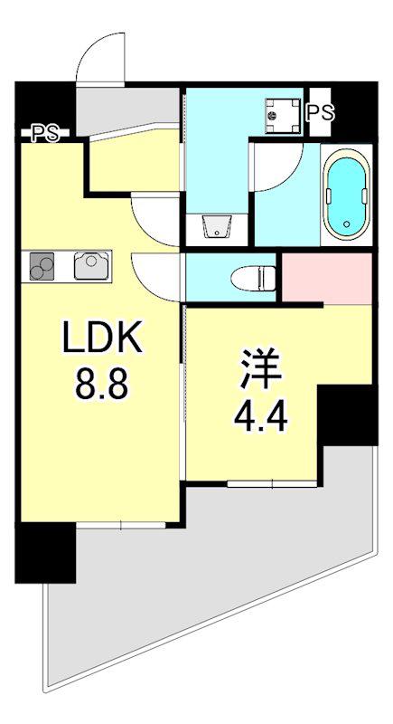 リノスタイル神戸下山手(1LDK/4階)の間取り写真