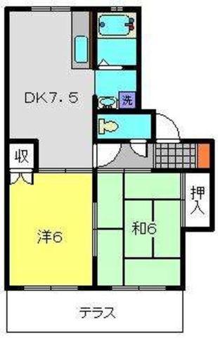 テラスウイステリアA(2DK/1階)の間取り写真